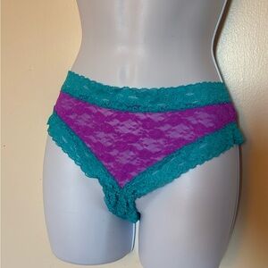 Victoria's Secret PINK Purple and Teal Lace Cheeky Panty